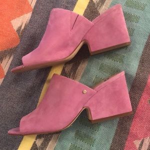 Pink Suede block heel!